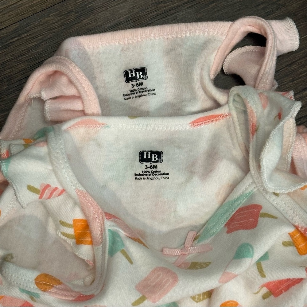 Hudson Baby Romper 3-6 Month Baby Girl Pink & Ice Cream - Picture 3 of 3